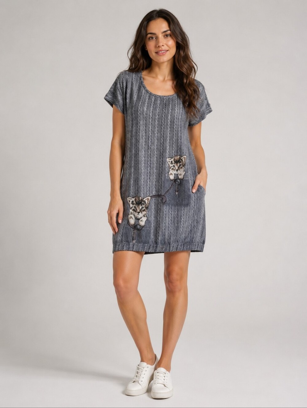 Cable Knit Print Dress/Tunic